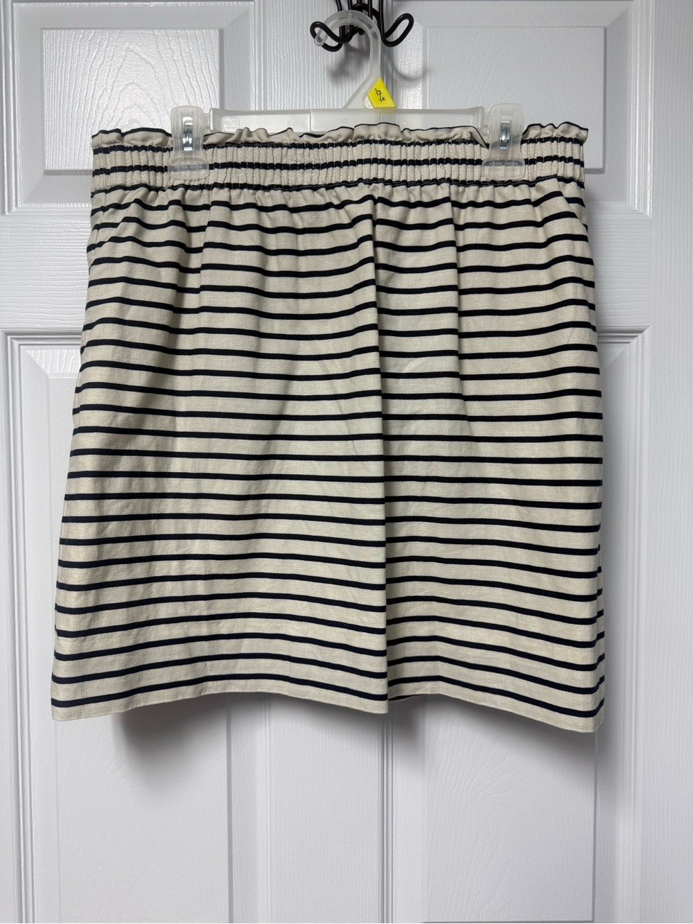 J. Crew Striped Elastic-Waist Mini Skirt in Cream and Black